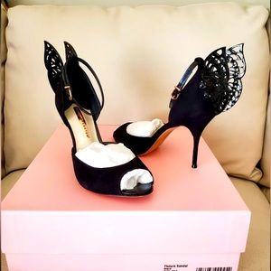 Sophia Webster 🦋 Flutura Black Suede Butterfly Wings Sandal